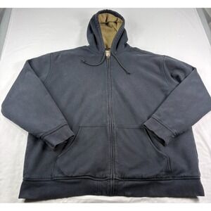 LL Bean Hoodie Mens 2XLT Tall Black Katahdin Iron Works Full Zip Heavy Lined